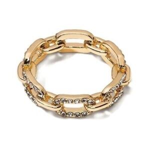 ✨NWT SUGARFIX by BaubleBar Crystal Link Chain Ring  Size 8 Gold tone rhinestones